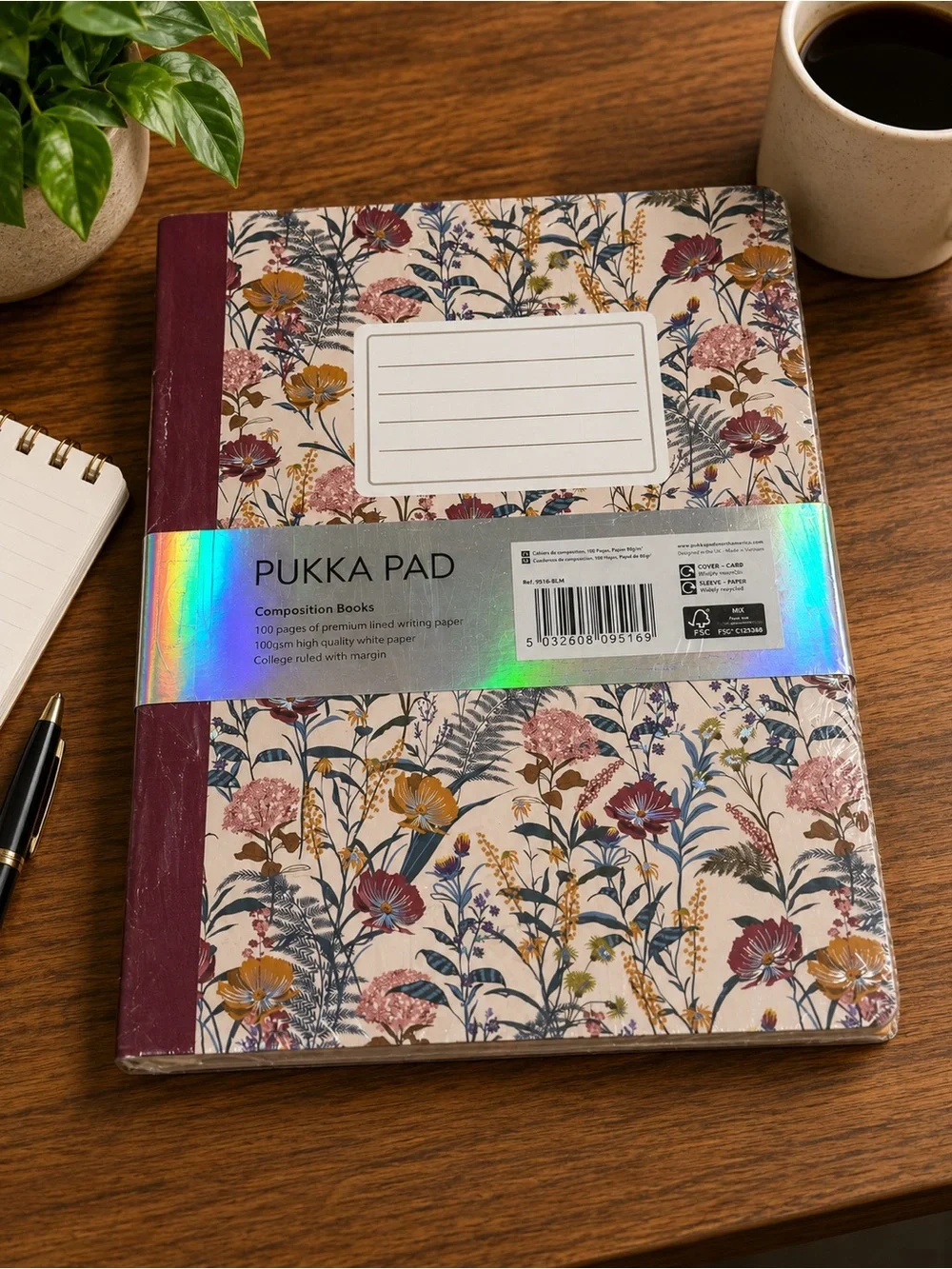 Floral Pattern Composition Notebooks - Set of 3